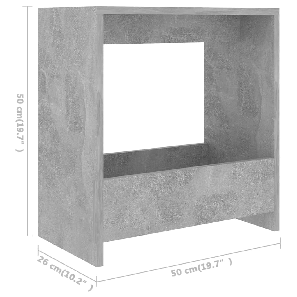 vidaXL Mesa de apoio 50x26x50 cm contraplacado cinzento cimento