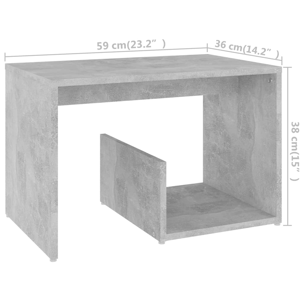 vidaXL Mesa de apoio 59x36x38 cm contraplacado cinzento cimento