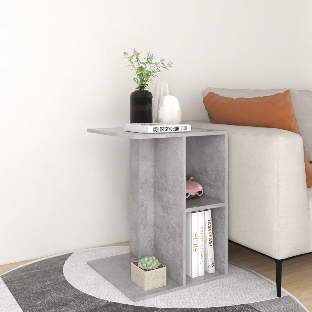 vidaXL Mesa de apoio 60x40x45 cm contraplacado cinzento cimento