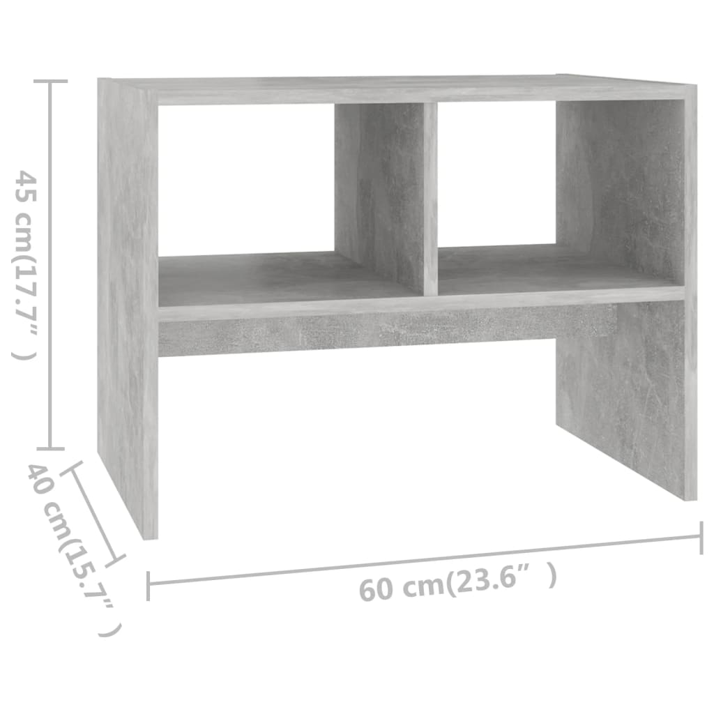 vidaXL Mesa de apoio 60x40x45 cm contraplacado cinzento cimento