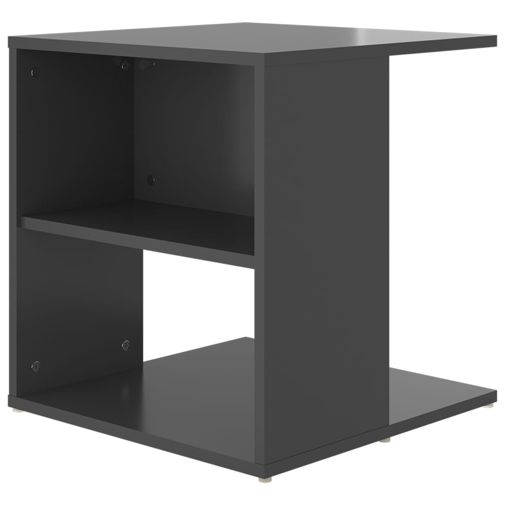 vidaXL Mesa de apoio 45x45x48 cm contraplacado cinzento brilhante