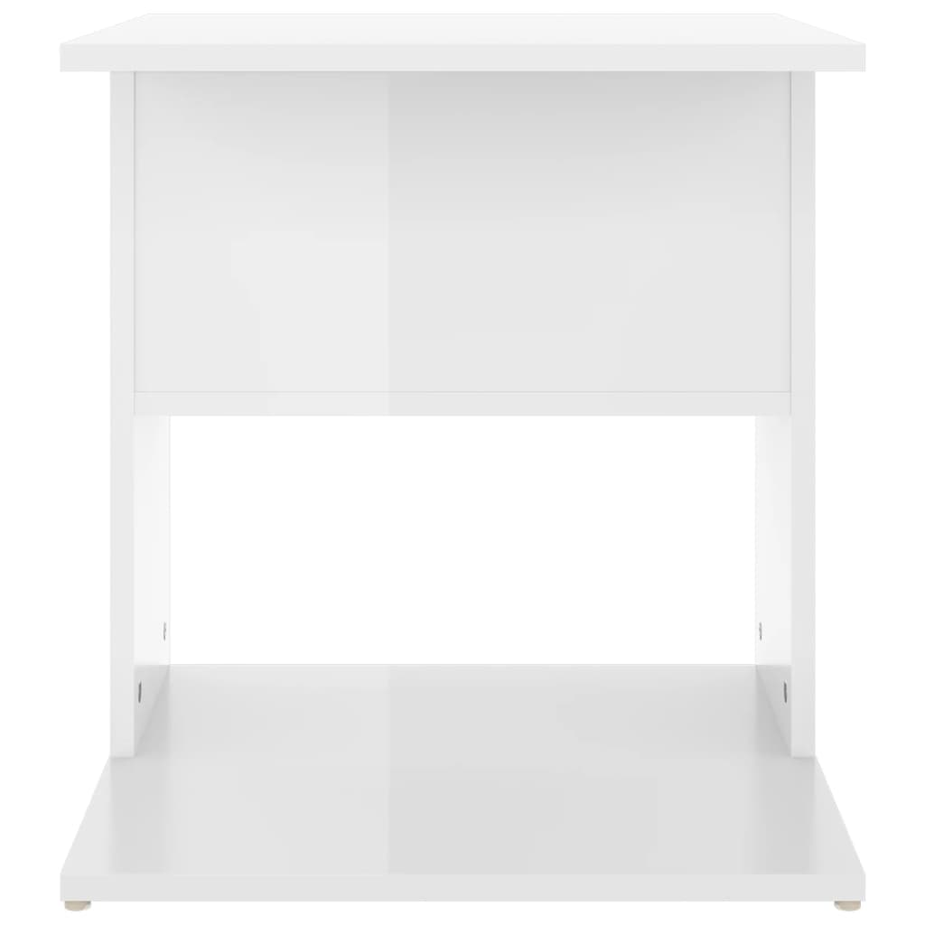 vidaXL Mesa de apoio 45x45x48 cm contraplacado branco brilhante