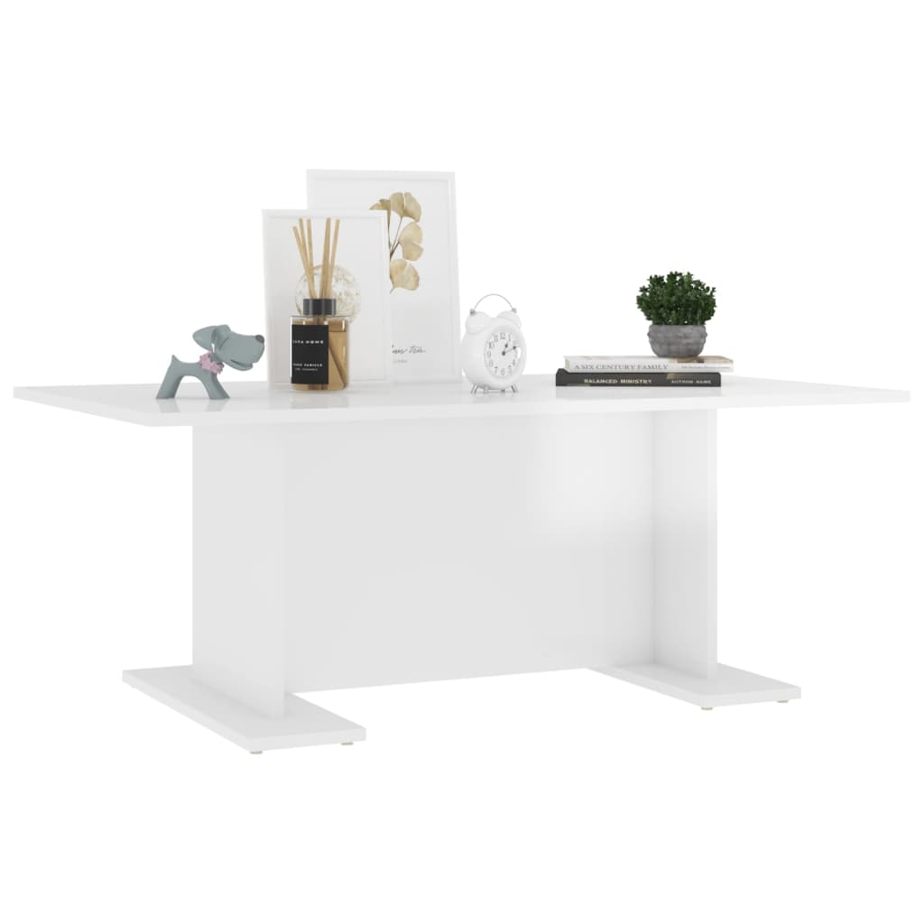 vidaXL Mesa de centro 103,5x60x40 cm contraplacado branco brilhante