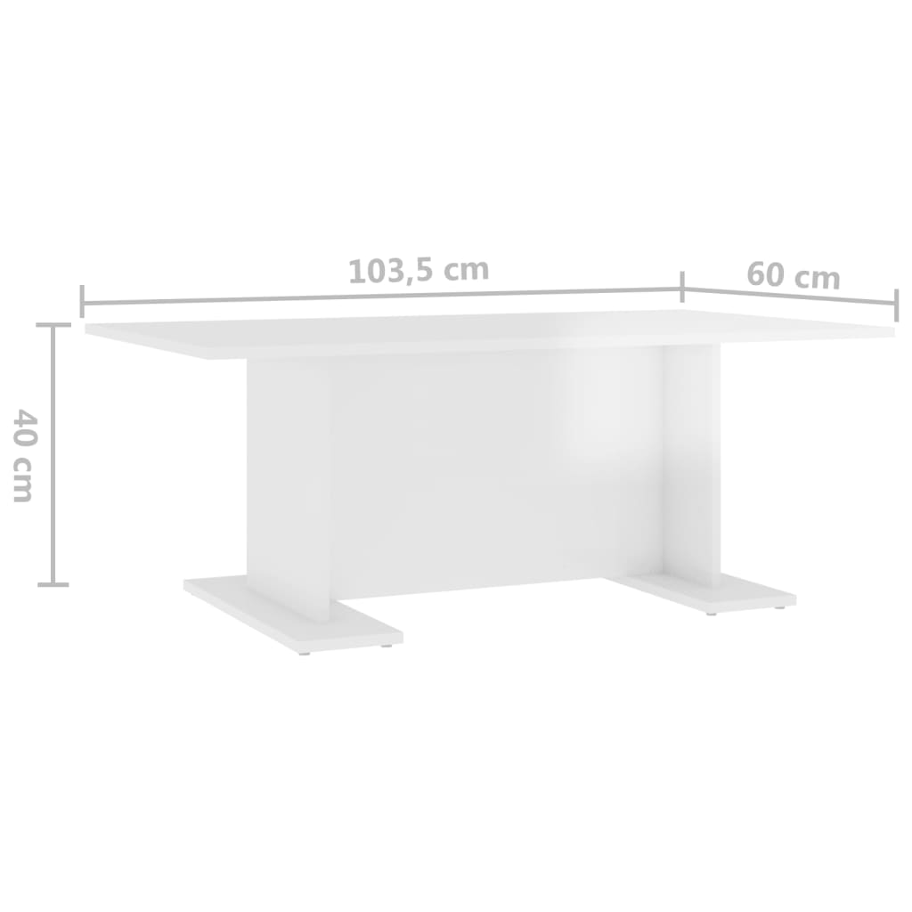 vidaXL Mesa de centro 103,5x60x40 cm contraplacado branco brilhante