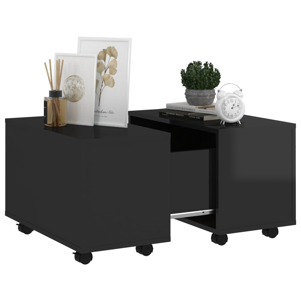 vidaXL Mesa de centro 60x60x38 cm contraplacado preto brilhante