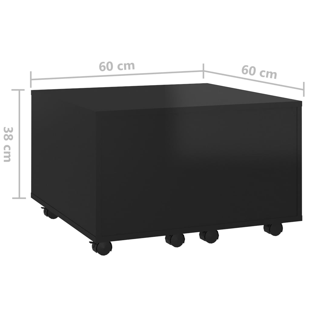 vidaXL Mesa de centro 60x60x38 cm contraplacado preto brilhante