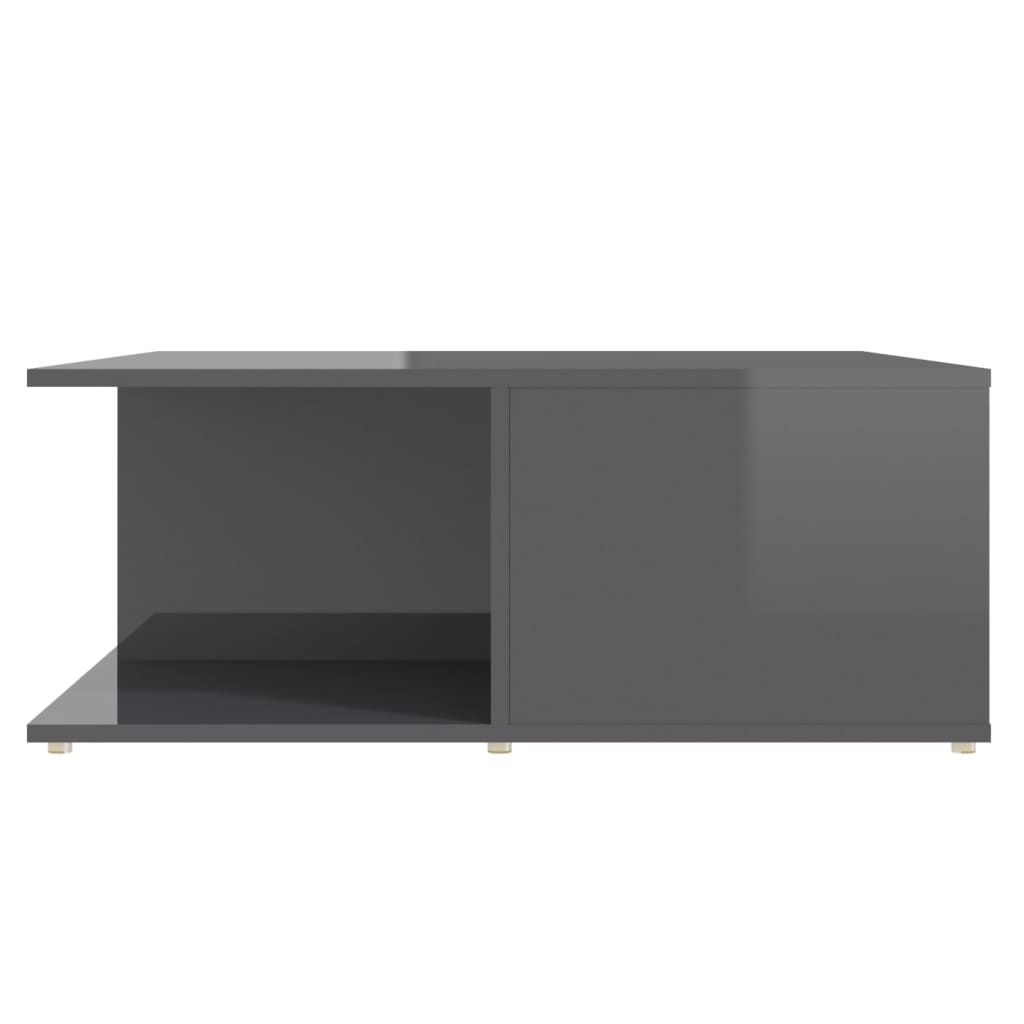 vidaXL Mesa de centro 80x80x31 cm contraplacado cinzento brilhante