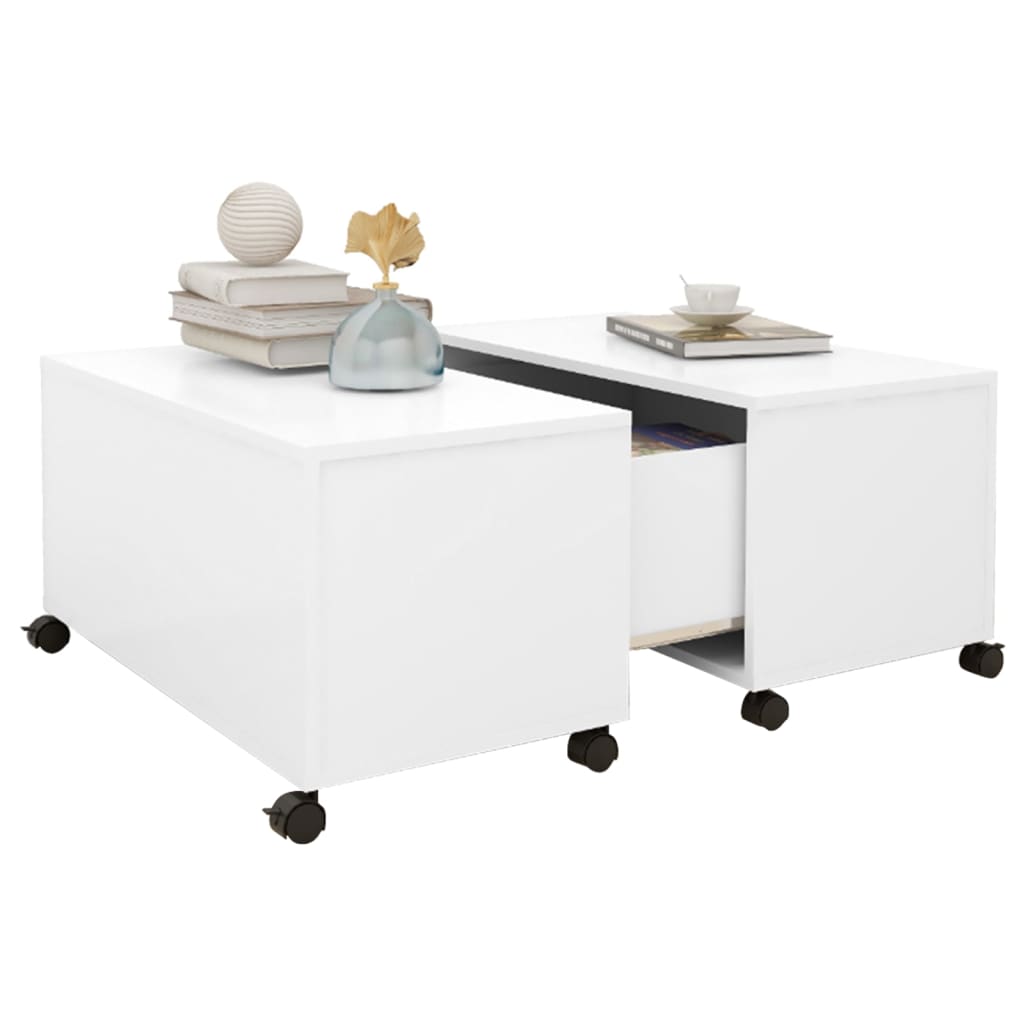 vidaXL Mesa de centro 75x75x38 cm contraplacado branco