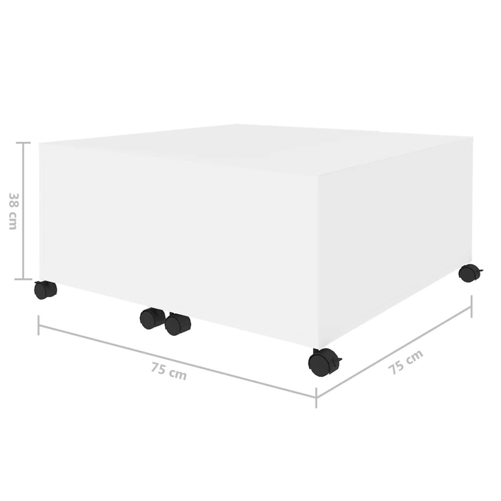 vidaXL Mesa de centro 75x75x38 cm contraplacado branco