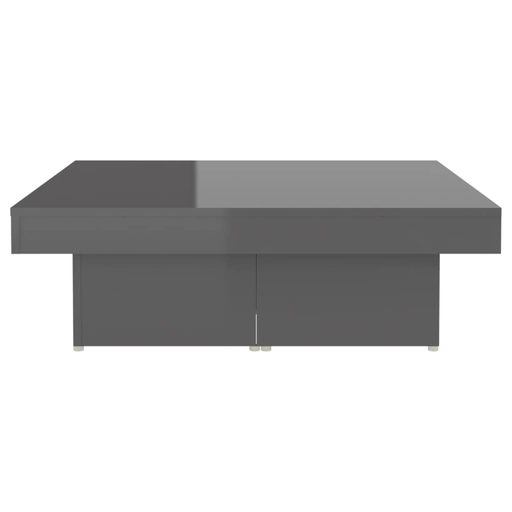 vidaXL Mesa de centro 90x90x28 cm contraplacado cinzento brilhante