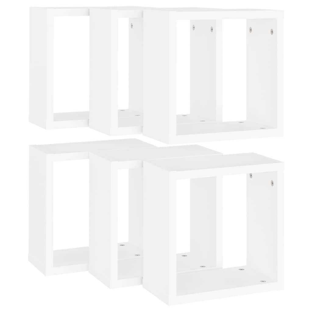 vidaXL Prateleiras de parede em forma de cubo 6 pcs 30x15x30cm branco