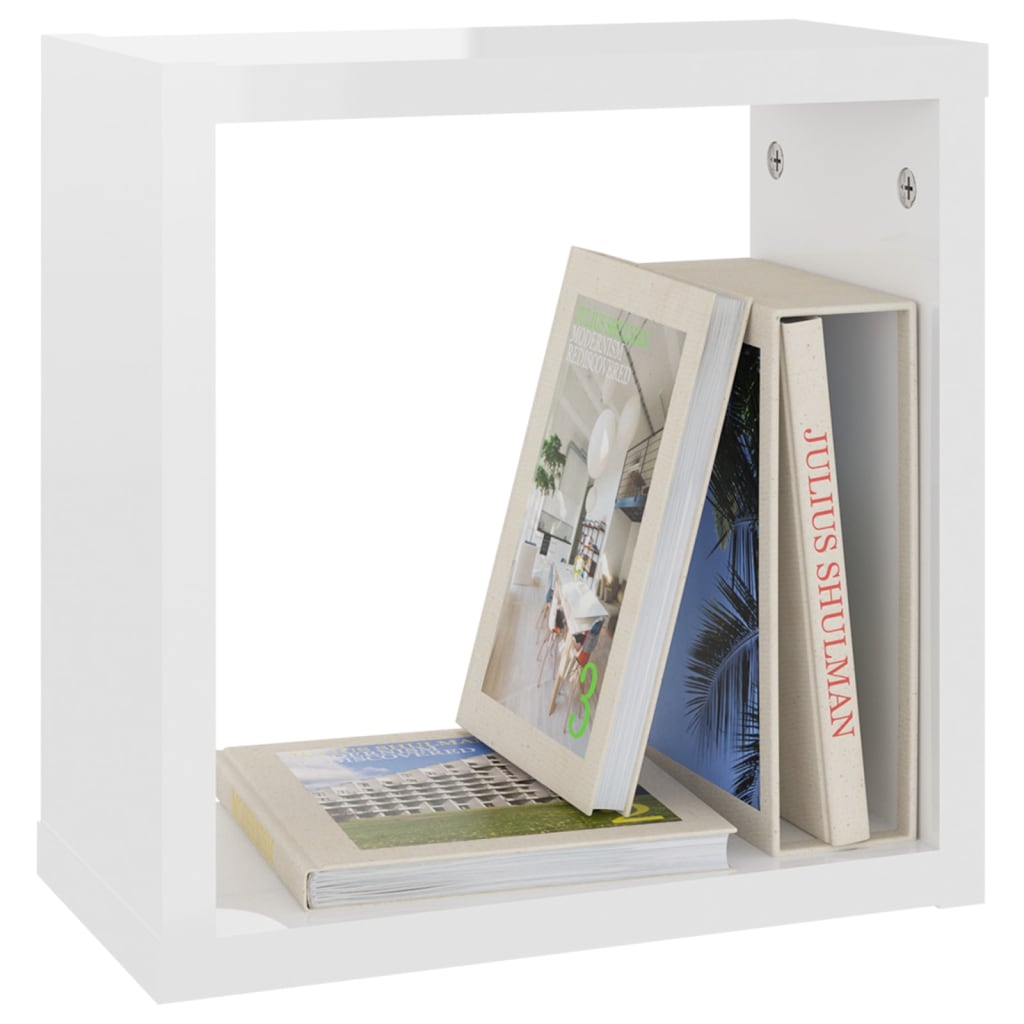 vidaXL Prateleiras parede forma de cubo 2 pcs 30x15x30cm branco brilh.