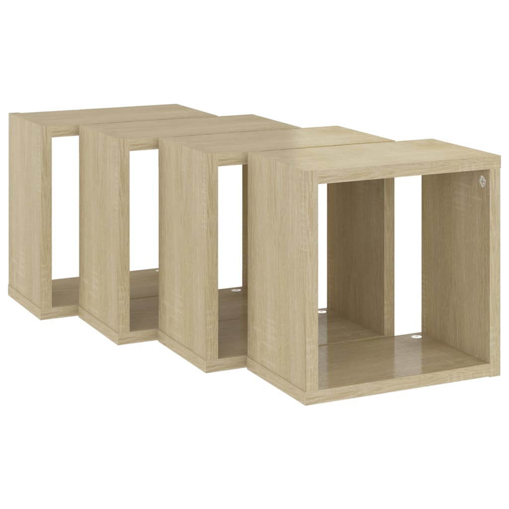 vidaXL Prateleiras de parede em forma de cubo 4 pcs 26x15x26 cm sonoma