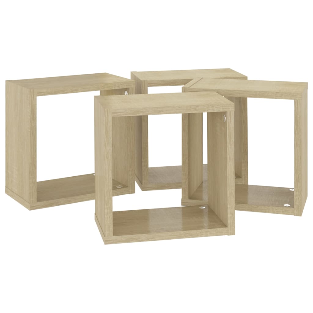 vidaXL Prateleiras de parede em forma de cubo 4 pcs 26x15x26 cm sonoma