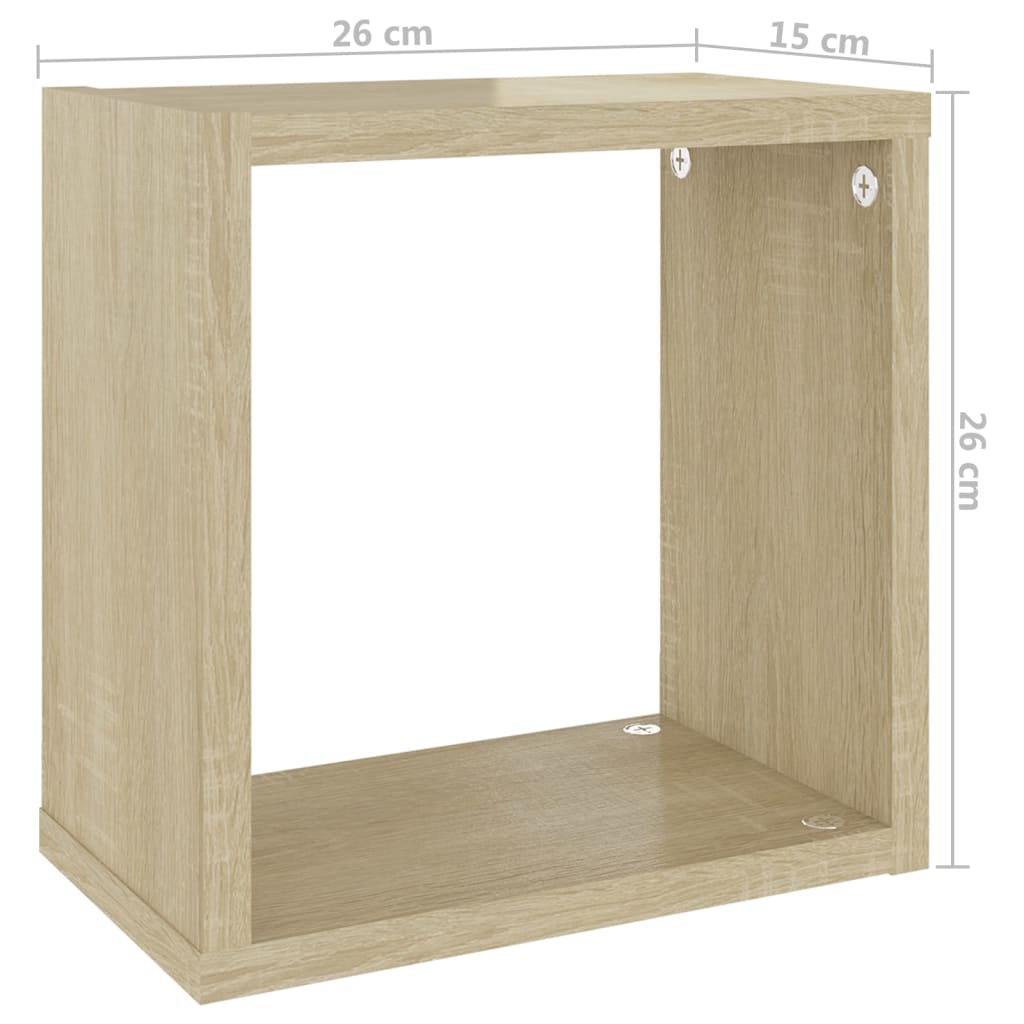 vidaXL Prateleiras de parede em forma de cubo 4 pcs 26x15x26 cm sonoma