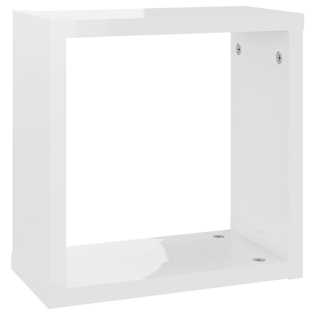 vidaXL Prateleiras parede forma de cubo 2 pcs 30x15x30cm branco brilh.