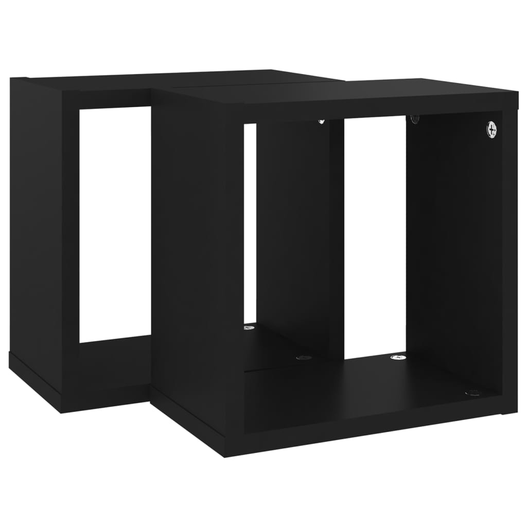 vidaXL Prateleiras de parede em forma de cubo 2 pcs 26x15x26 cm preto