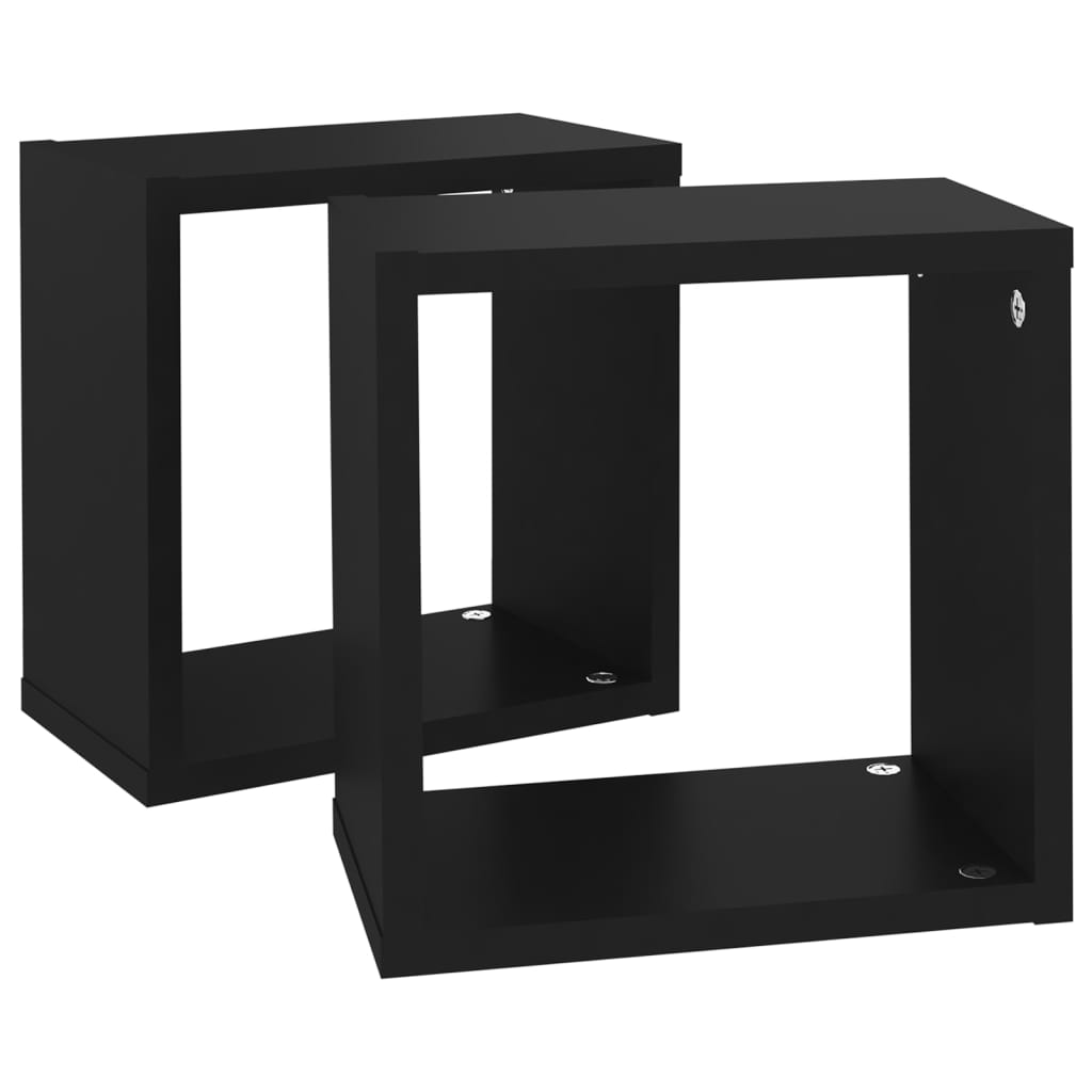 vidaXL Prateleiras de parede em forma de cubo 2 pcs 26x15x26 cm preto