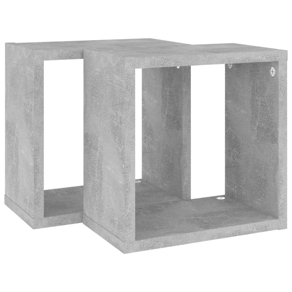 vidaXL Prateleiras parede forma de cubo 2pcs 26x15x26 cm cinza cimento