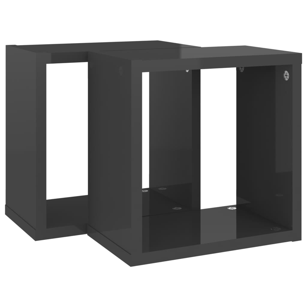 vidaXL Prateleiras parede forma de cubo 2 pcs 26x15x26 cm cinza brilh.