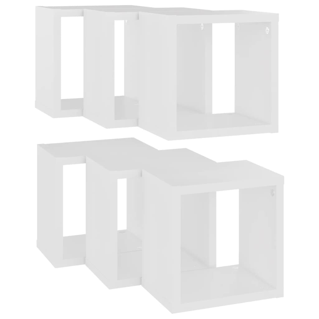 vidaXL Prateleiras de parede em forma de cubo 6 pcs 22x15x22 cm branco