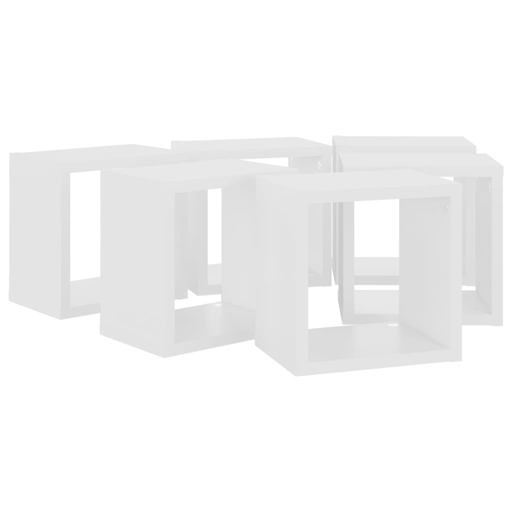 vidaXL Prateleiras de parede em forma de cubo 6 pcs 22x15x22 cm branco