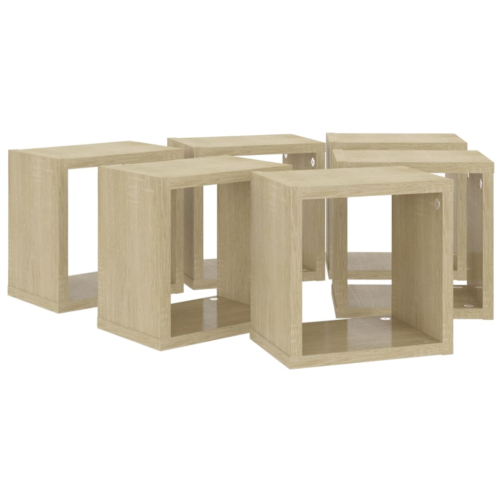 vidaXL Prateleiras de parede em forma de cubo 6 pcs 22x15x22 cm sonoma