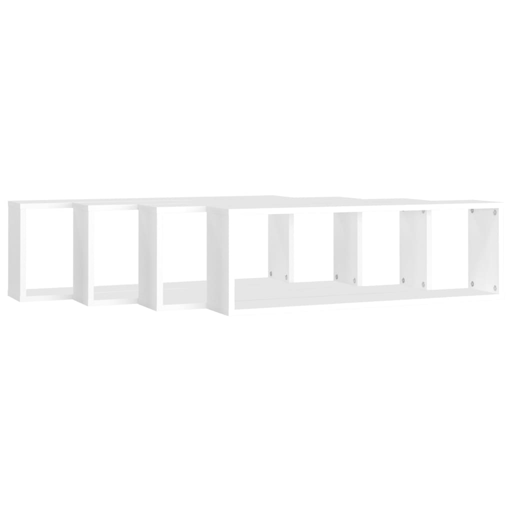 vidaXL Estantes de parede cúbicas 4 pcs contrapl. 80x15x26,5 cm branco