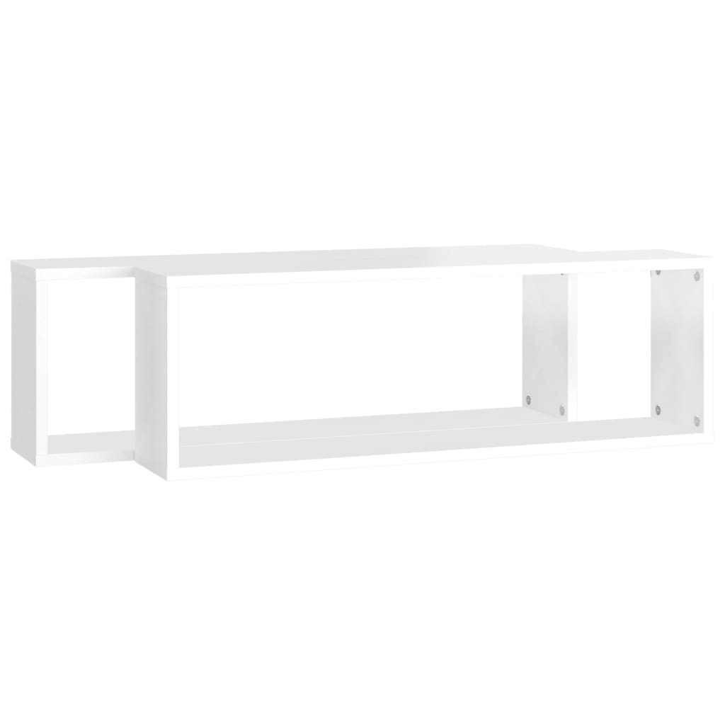 vidaXL Estantes parede cúbicas 2 pcs contr. 80x15x26,5cm branco brilh.