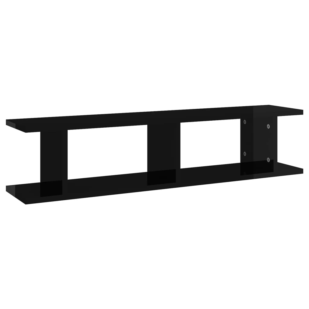 vidaXL Estantes de parede 2 pcs 90x18x20 cm contrapl. preto brilhante