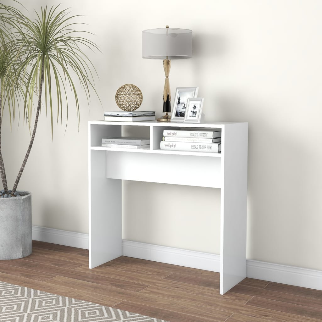 vidaXL Mesa consola 78x30x80 cm contraplacado branco