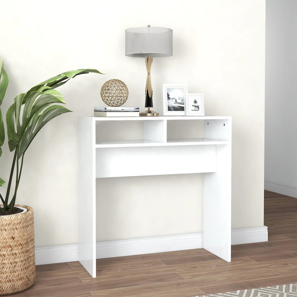 vidaXL Mesa consola 78x30x80 cm contraplacado branco