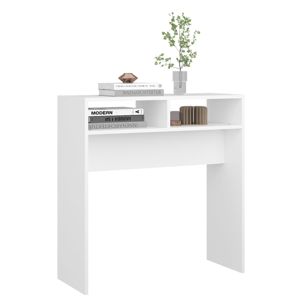 vidaXL Mesa consola 78x30x80 cm contraplacado branco