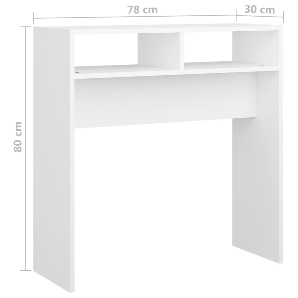 vidaXL Mesa consola 78x30x80 cm contraplacado branco