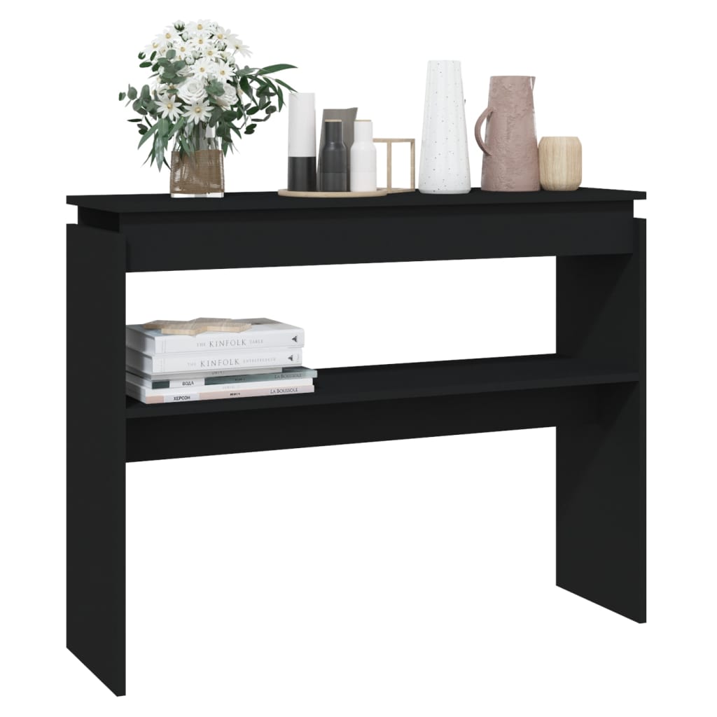 vidaXL Mesa consola 102x30x80 cm contraplacado preto