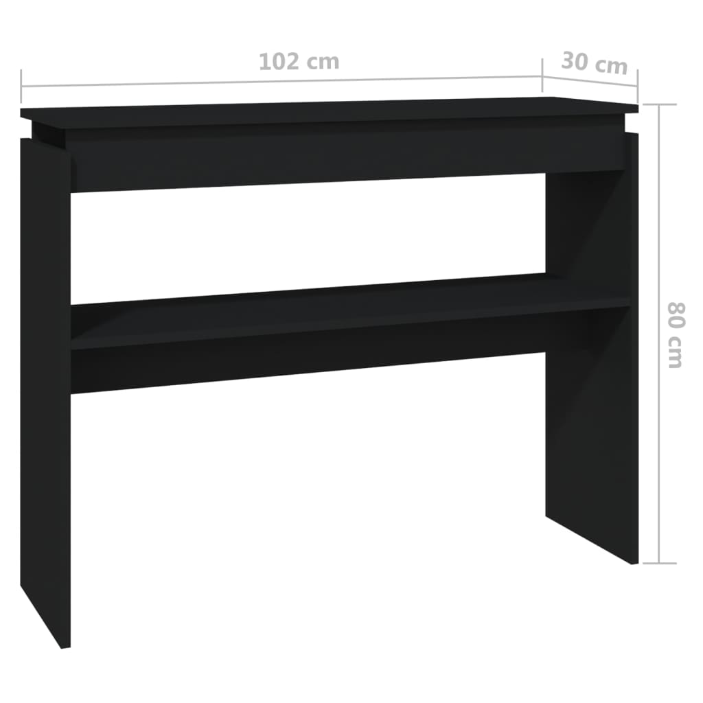 vidaXL Mesa consola 102x30x80 cm contraplacado preto