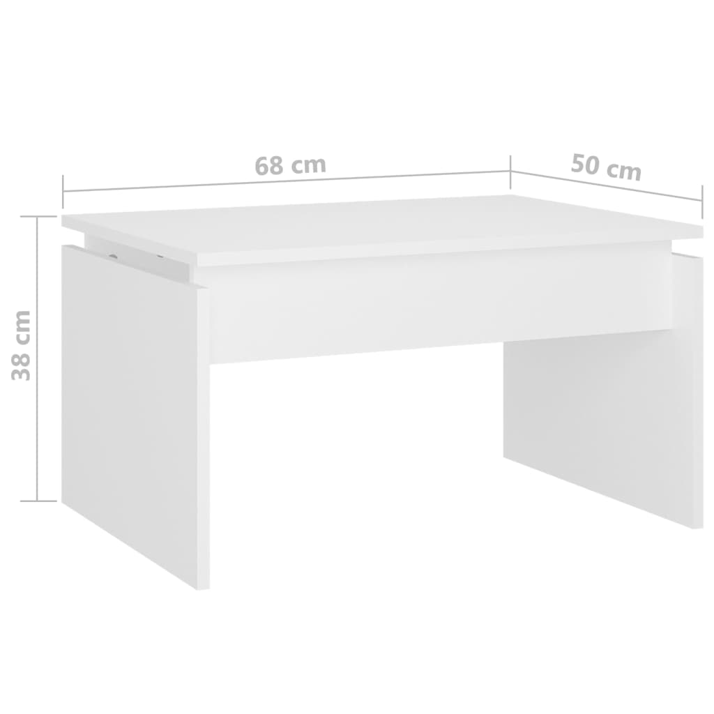 vidaXL Mesa de centro 68x50x38 cm contraplacado branco