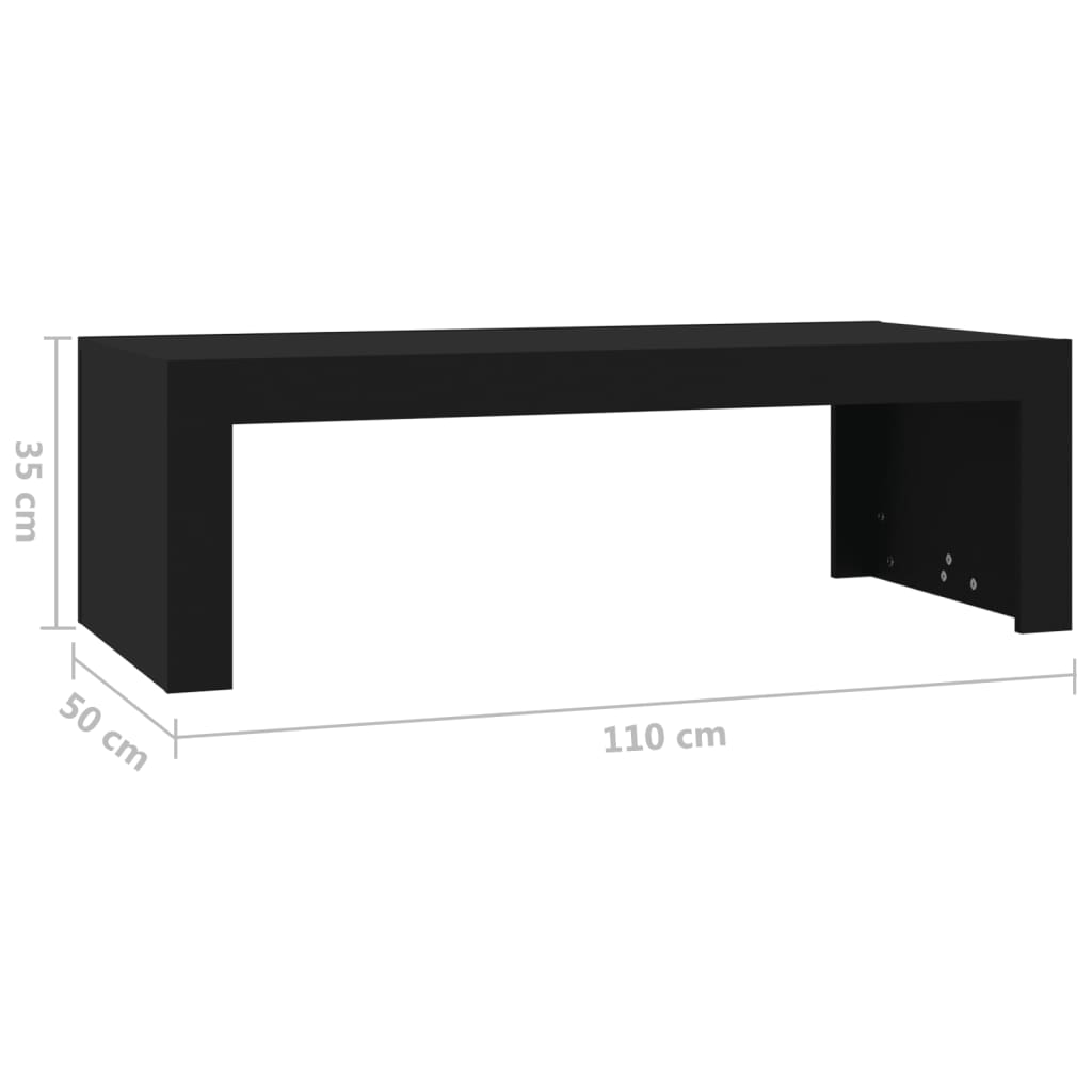 vidaXL Mesa de centro 110x50x35 cm contraplacado preto