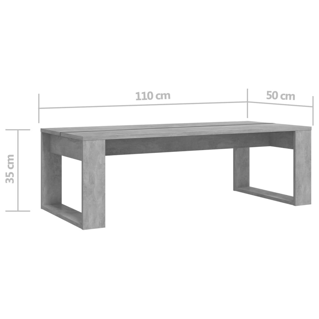 vidaXL Mesa de centro 110x50x35 derivados de madeira cinzento cimento