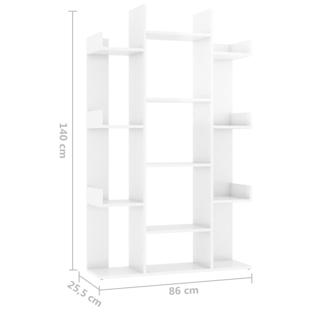 vidaXL Estante 86x25,5x140 cm contraplacado branco brilhante