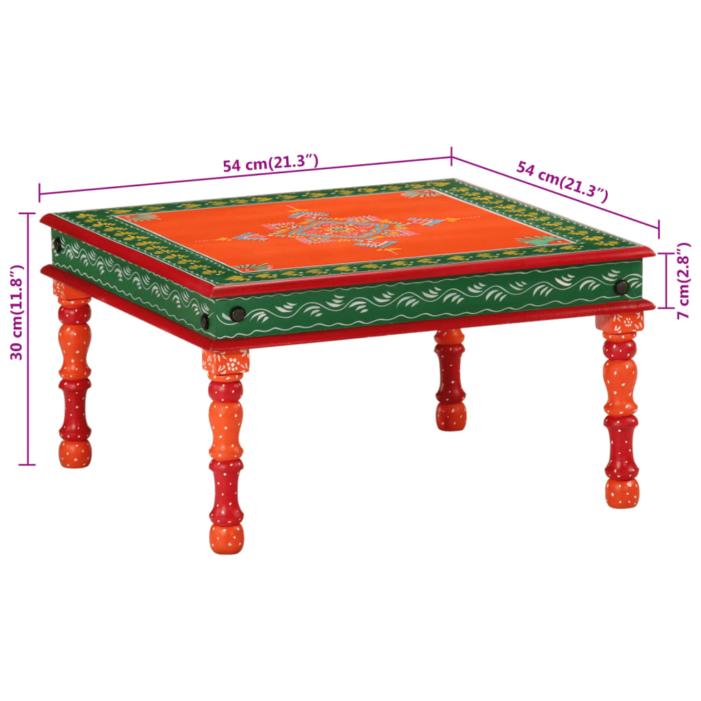 VidaXL Mesa de centro pintada à mão mangueira maciça laranja