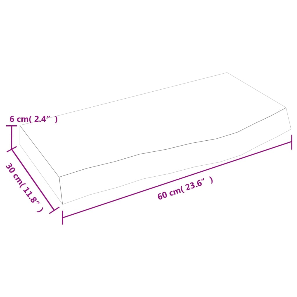 vidaXL Prateleira de parede 60x30x(2-6) cm carvalho maciço não tratado