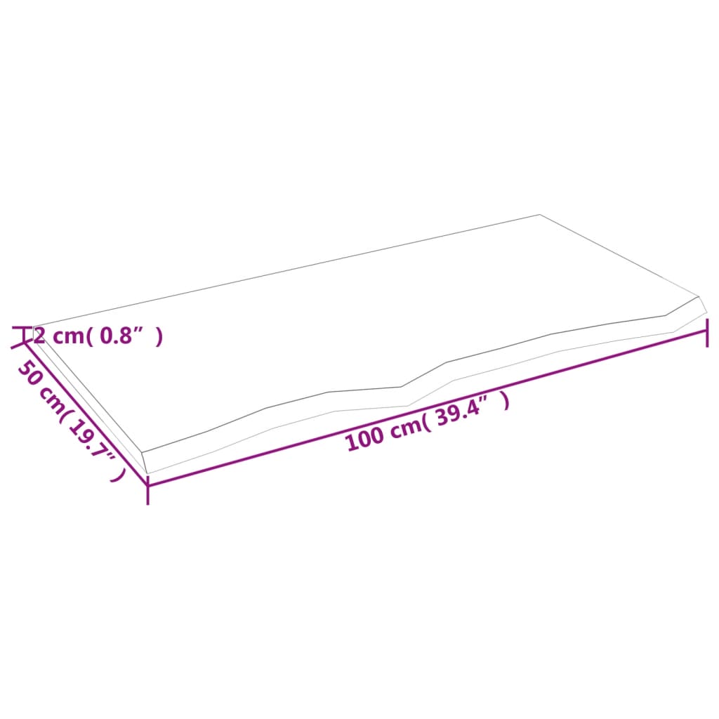 vidaXL Prateleira de parede 100x50x2 cm carvalho maciço não tratado