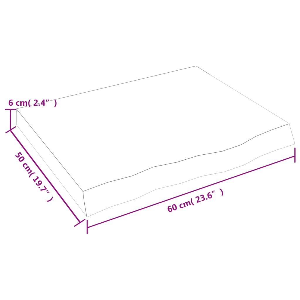 vidaXL Prateleira de parede 60x50x(2-6) cm carvalho maciço não tratado