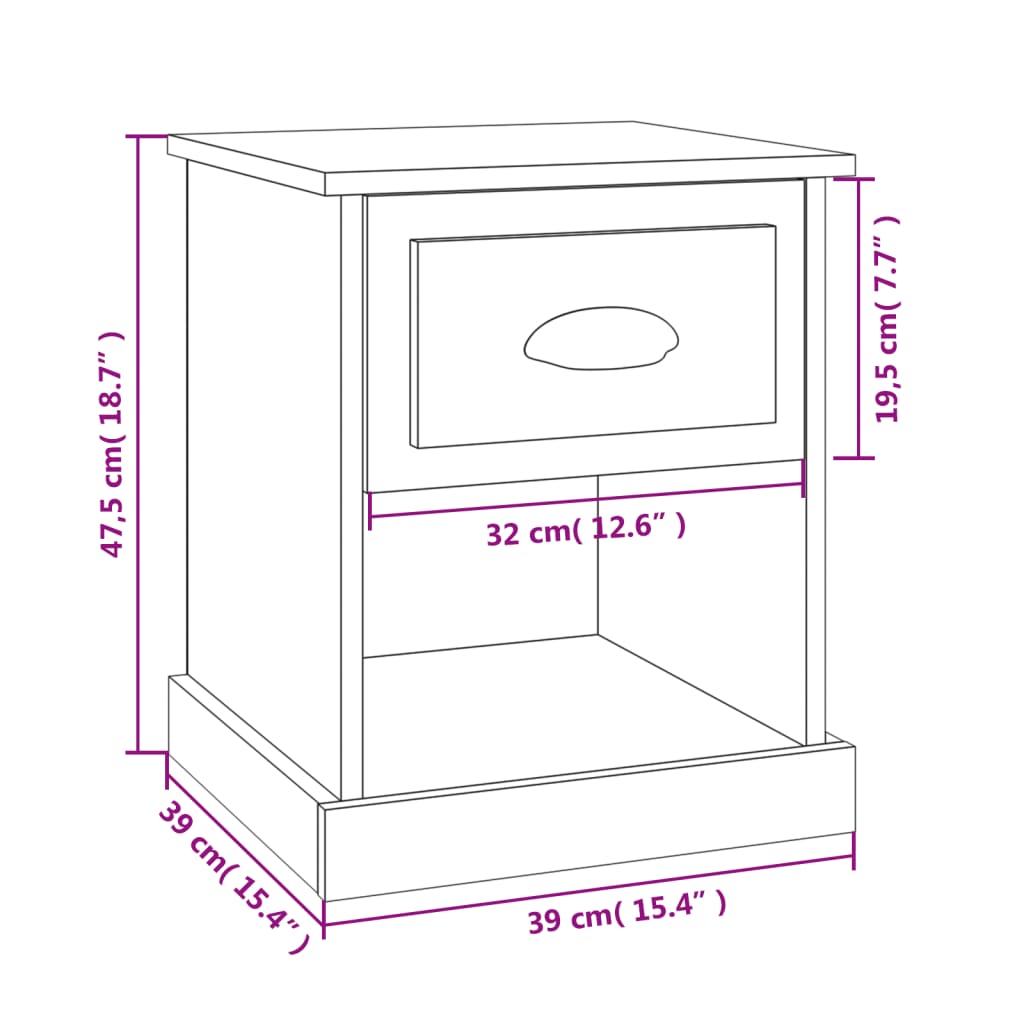 vidaXL Mesas de cabeceira 2 pcs derivados de madeira sonoma cinzento