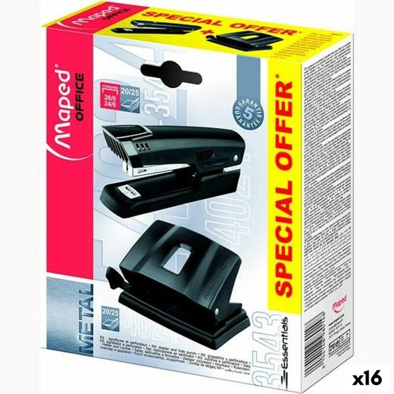Maped|Conjunto Maped 3543 Essentials Perfuradora Agrafadora Preto (16 Unidades) Maped|Conjunto Maped 3543 Essentials Perfuradora Agrafadora Preto (16 Unidades)