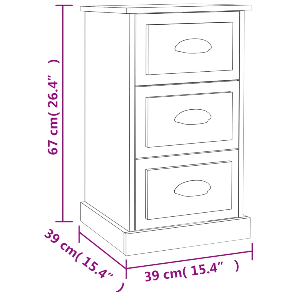 vidaXL Mesa de cabeceira 39x39x67 cm derivados de madeira branco