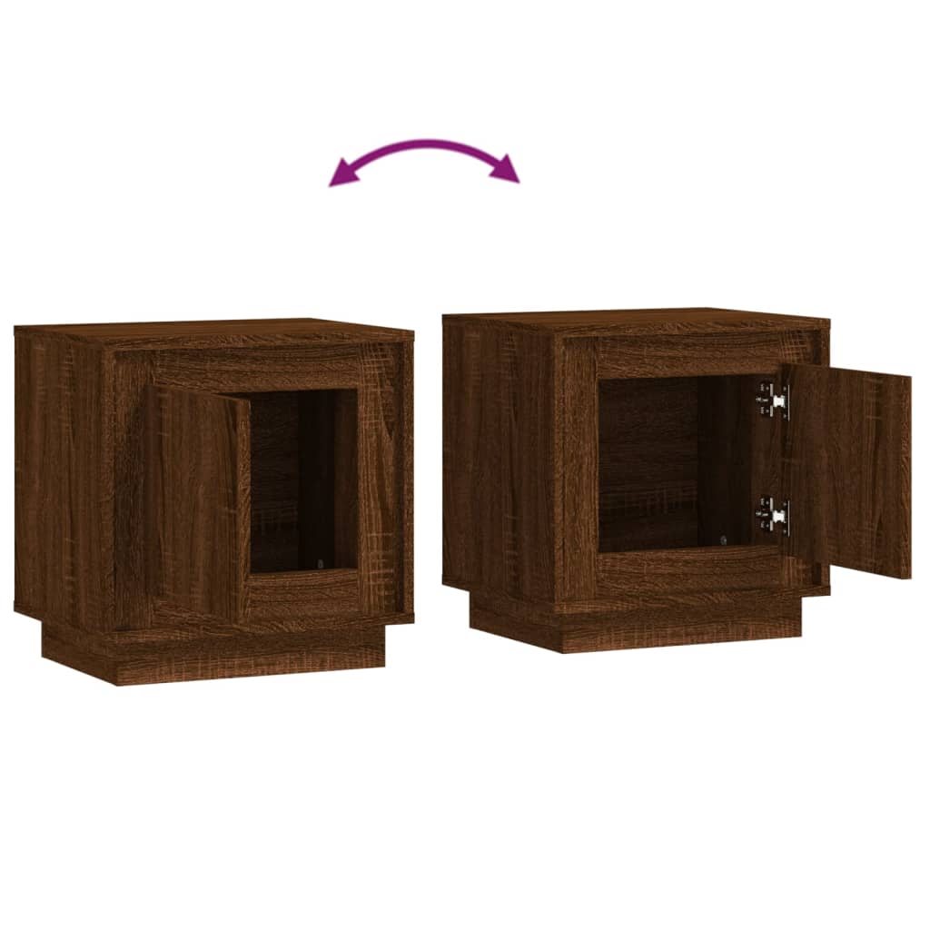 vidaXL Mesas cabeceira 2 pcs 44x35x45 deriv. madeira carvalho castanho