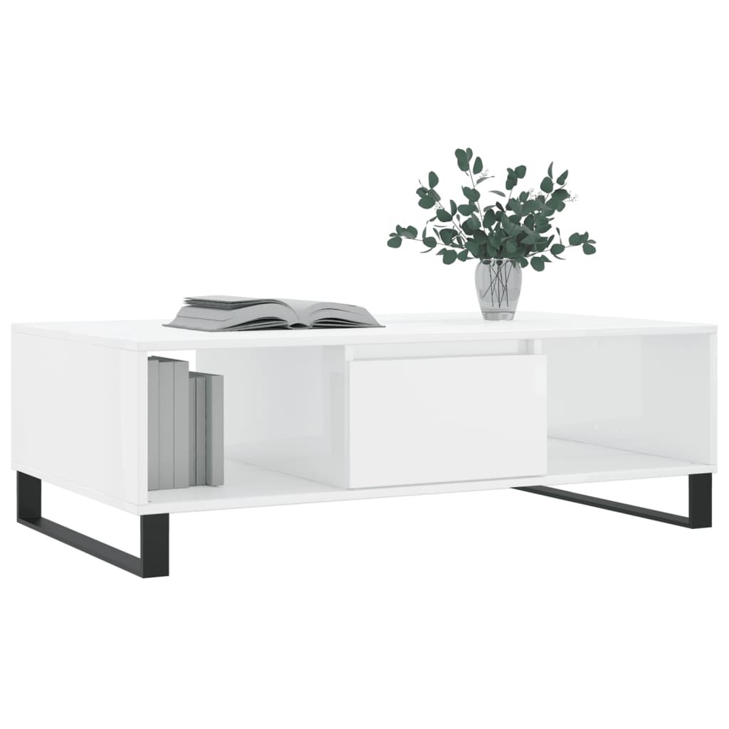 vidaXL Mesa de centro 104x60x35 cm derivados madeira branco brilhante