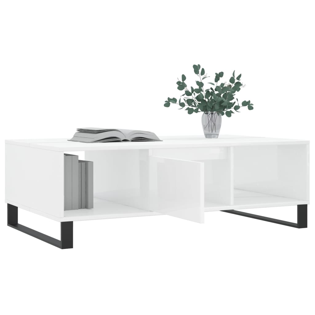 vidaXL Mesa de centro 104x60x35 cm derivados madeira branco brilhante